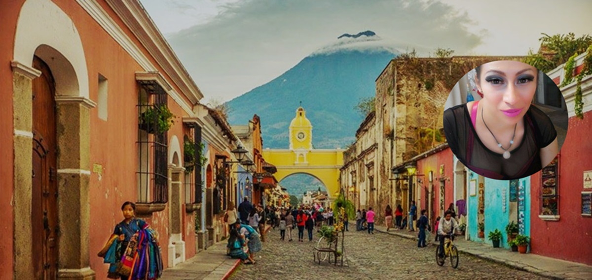 Una vista de Antigua Guatemala, insertada una fotografía de Ana